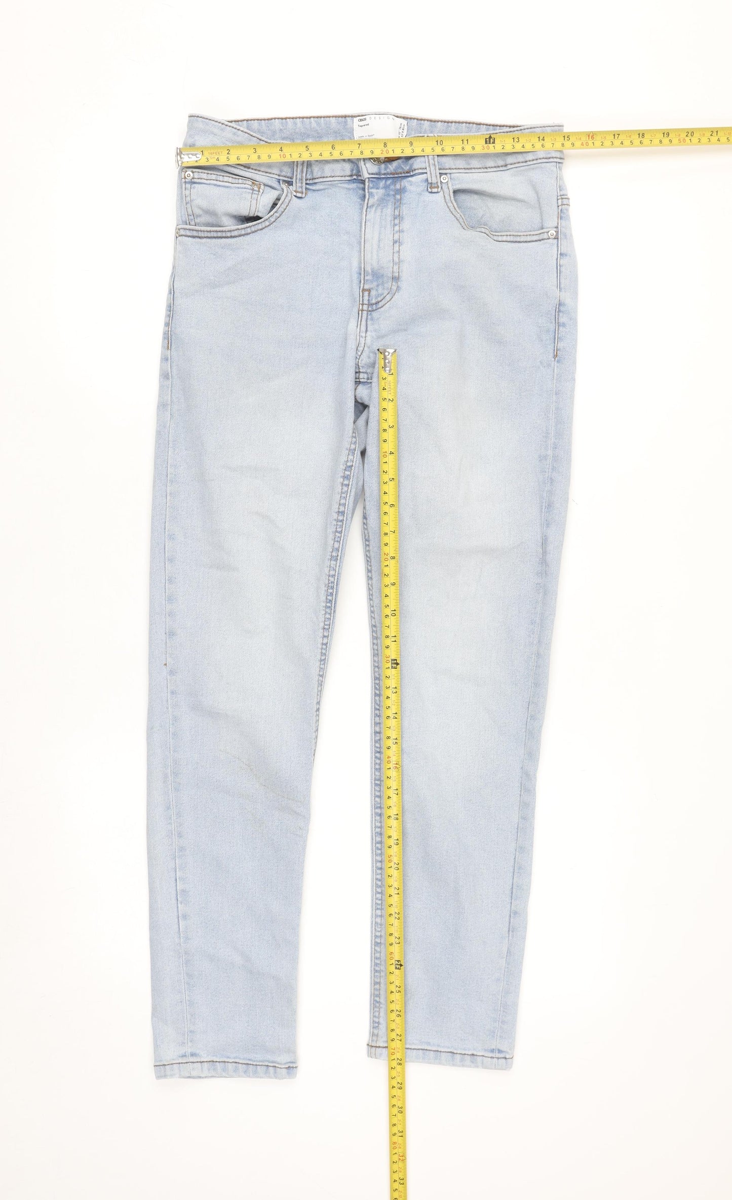 ASOS Design Women's Light Blue Tapered Jeans Size 12 W30 L32