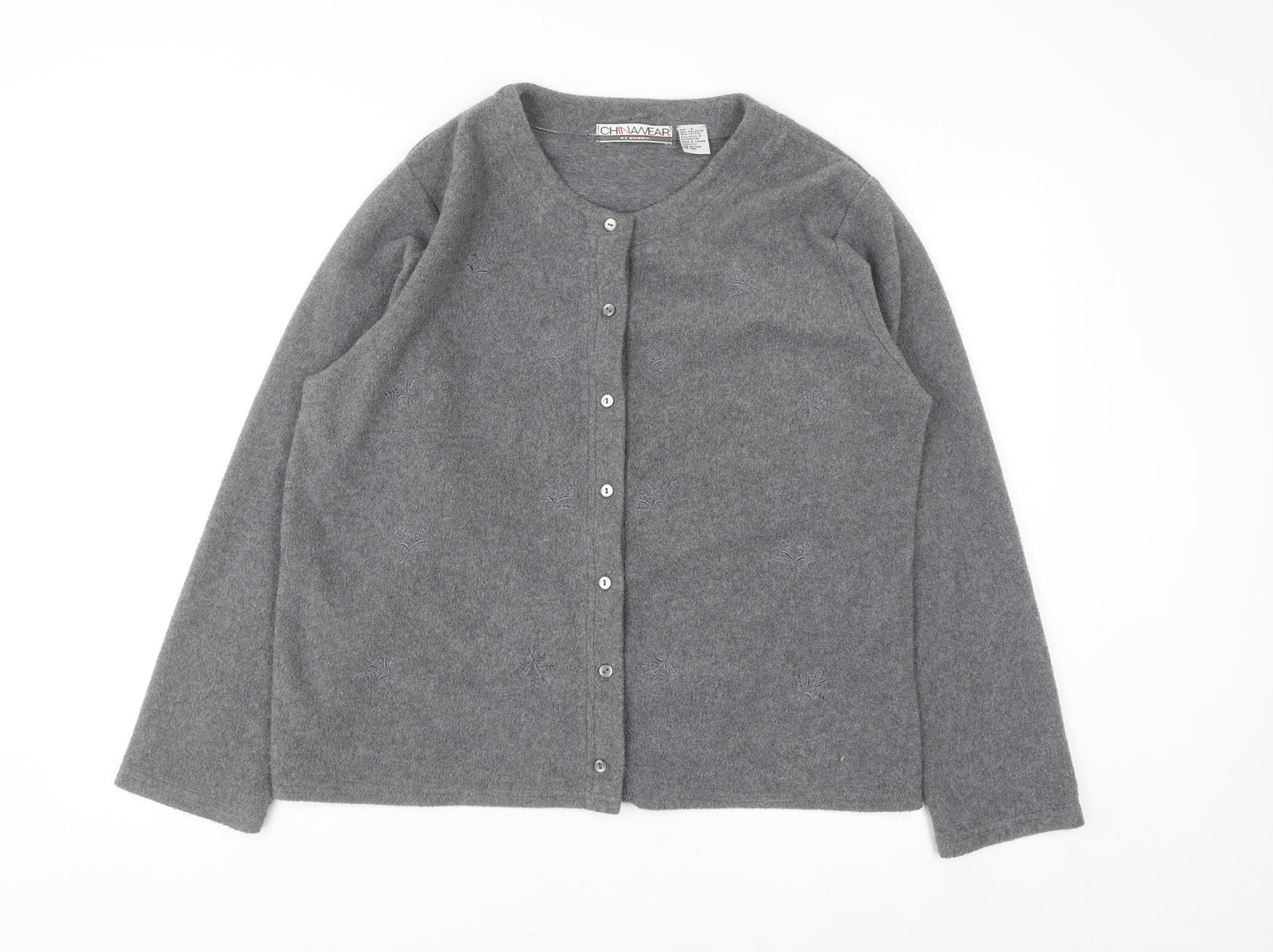 Chinawear Women's Grey Long Sleeve Cardigan L Vintage Knit