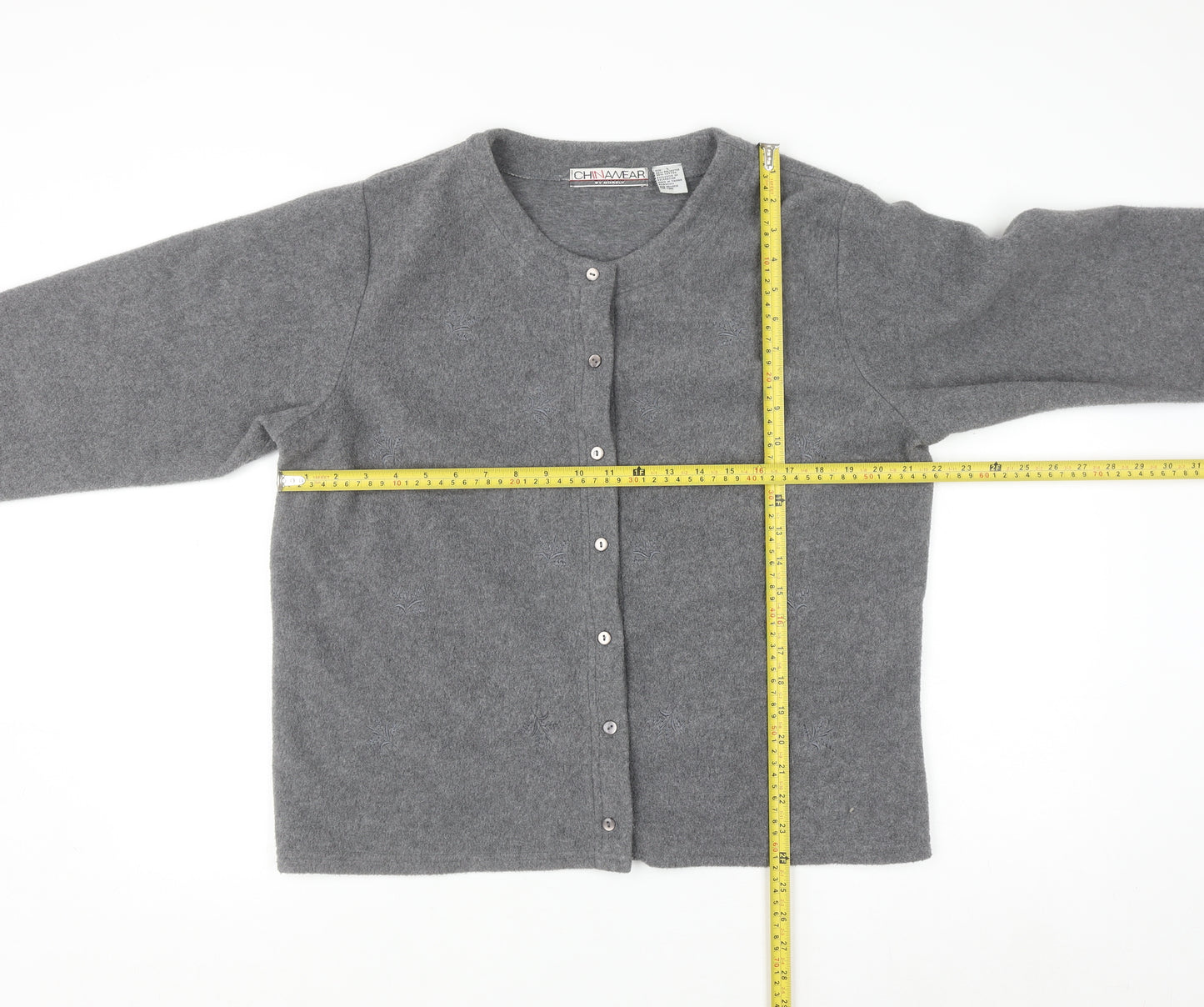 Chinawear Women's Grey Long Sleeve Cardigan L Vintage Knit