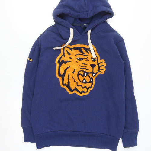 Superdry Men's Blue XS Pullover Hoodie with Tiger Graphic
