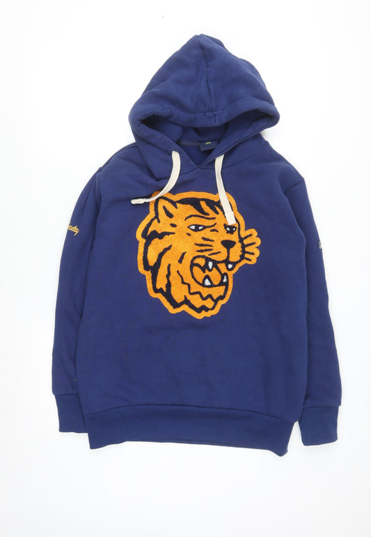 Superdry Men's Blue XS Pullover Hoodie with Tiger Graphic