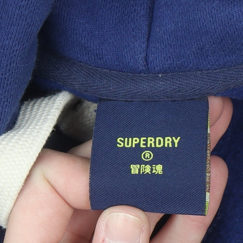 Superdry Men's Blue XS Pullover Hoodie with Tiger Graphic