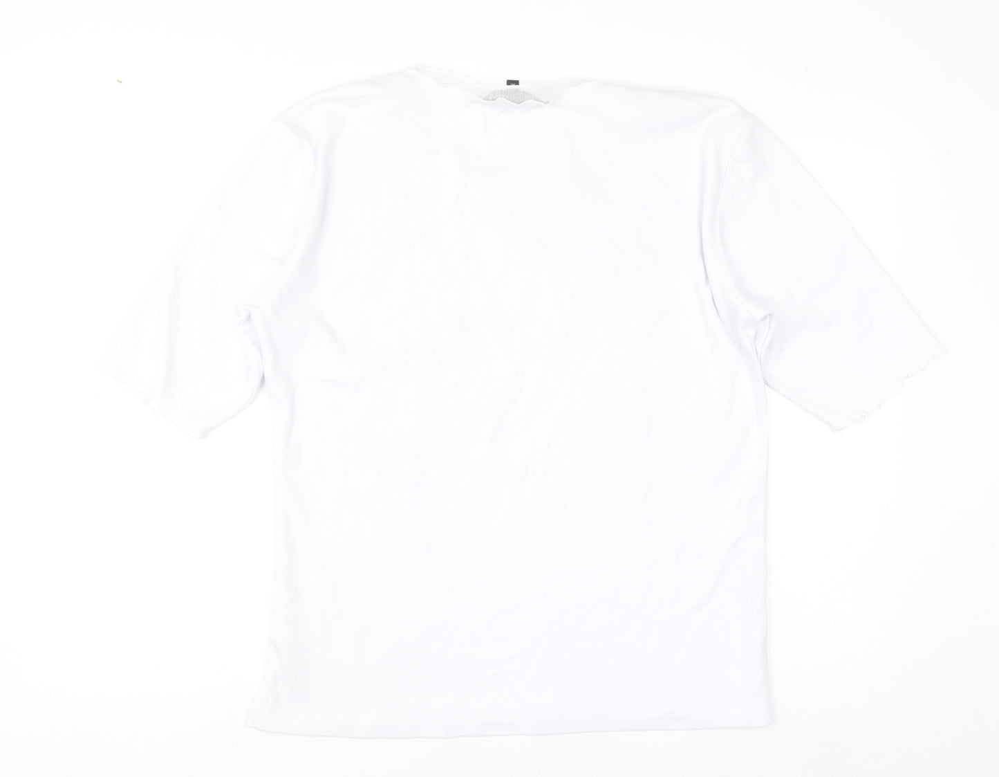 Lilly May Women’s White Floral Embroidered V-Neck Short Sleeve T-Shirt XL