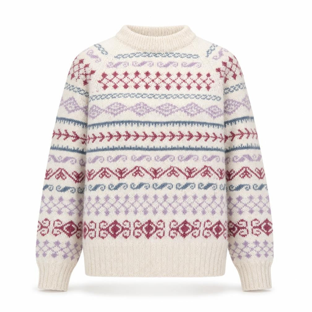 Front view of Fotrama Women's Multicoloured Alpaca Fair Isle Jumper M