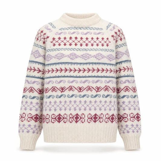 Front view of Fotrama Women's Multicoloured Alpaca Fair Isle Jumper M