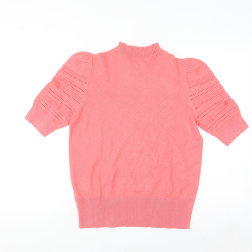 Marks and Spencer Per Una Women’s Pink Mock Neck Puff Sleeve Knit Jumper Size 12