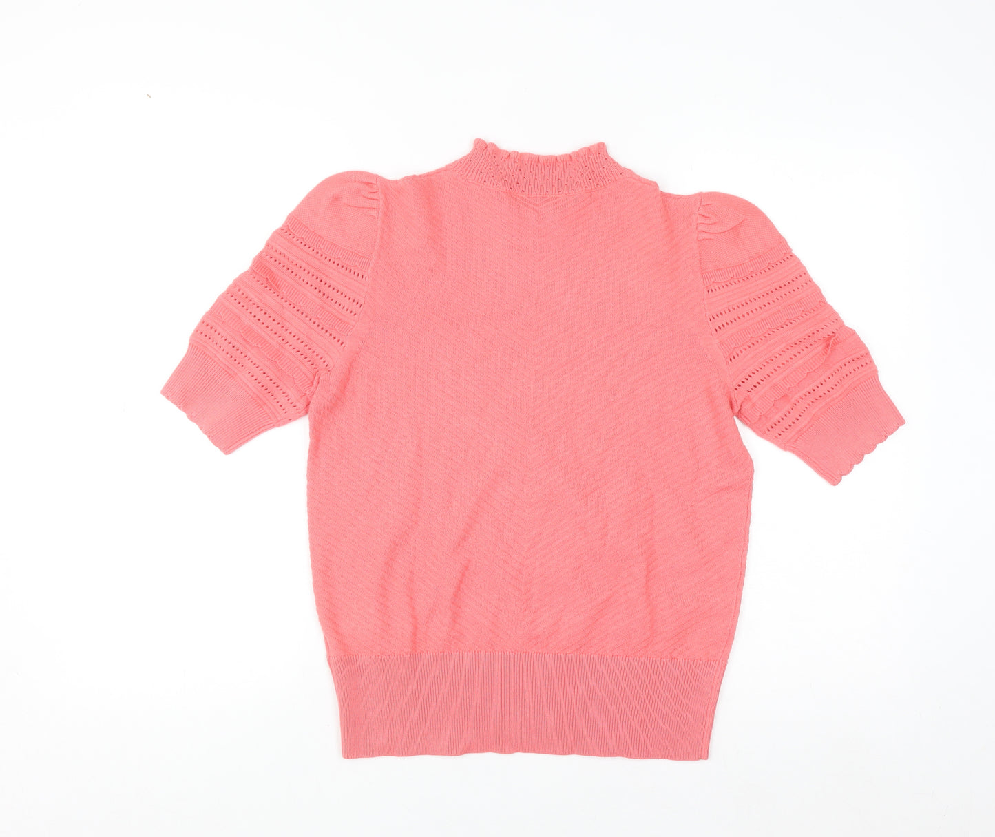 Marks and Spencer Per Una Women’s Pink Mock Neck Puff Sleeve Knit Jumper Size 12