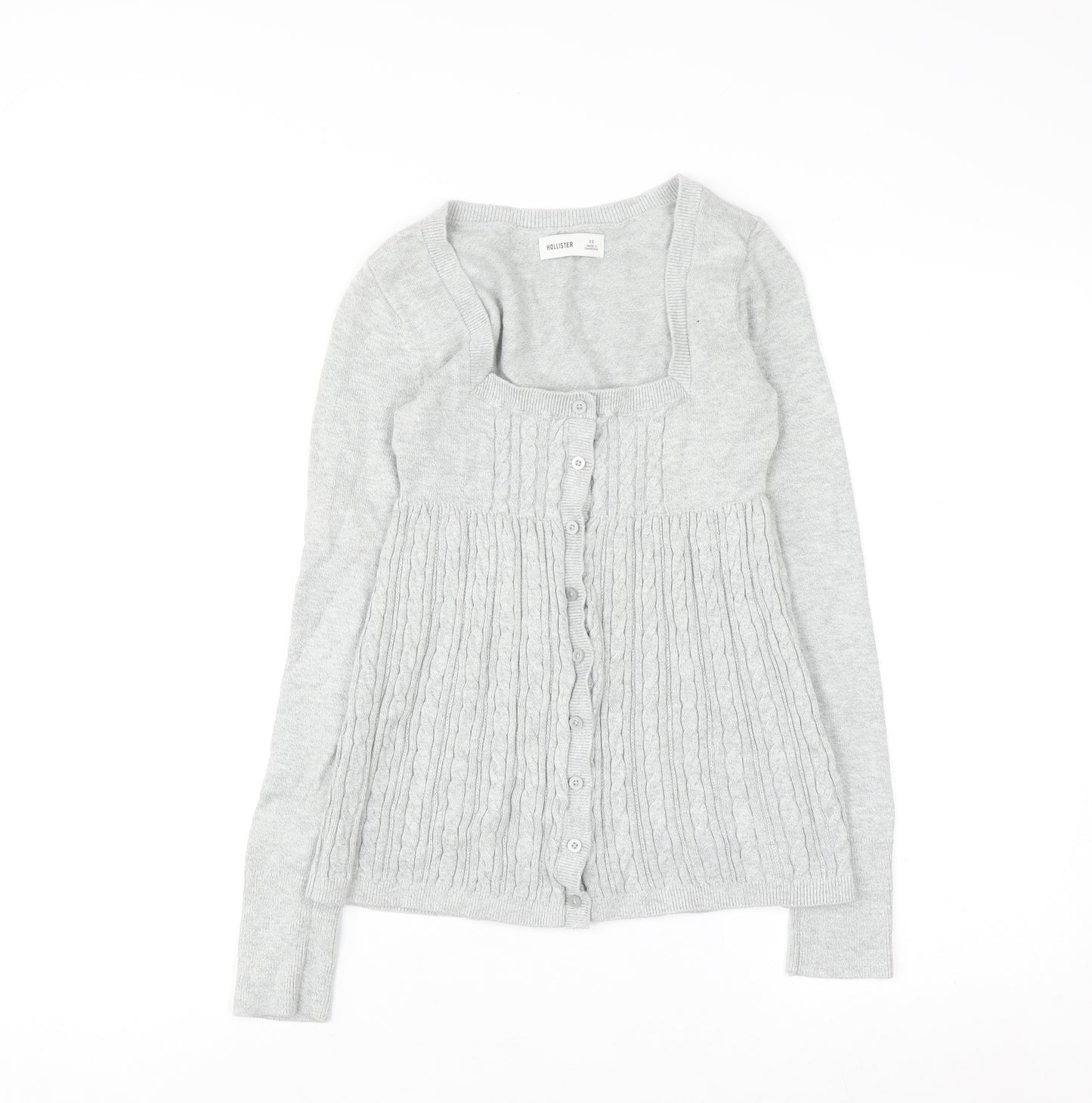 Hollister Women's Grey XS Cable-Knit Button Cardigan
