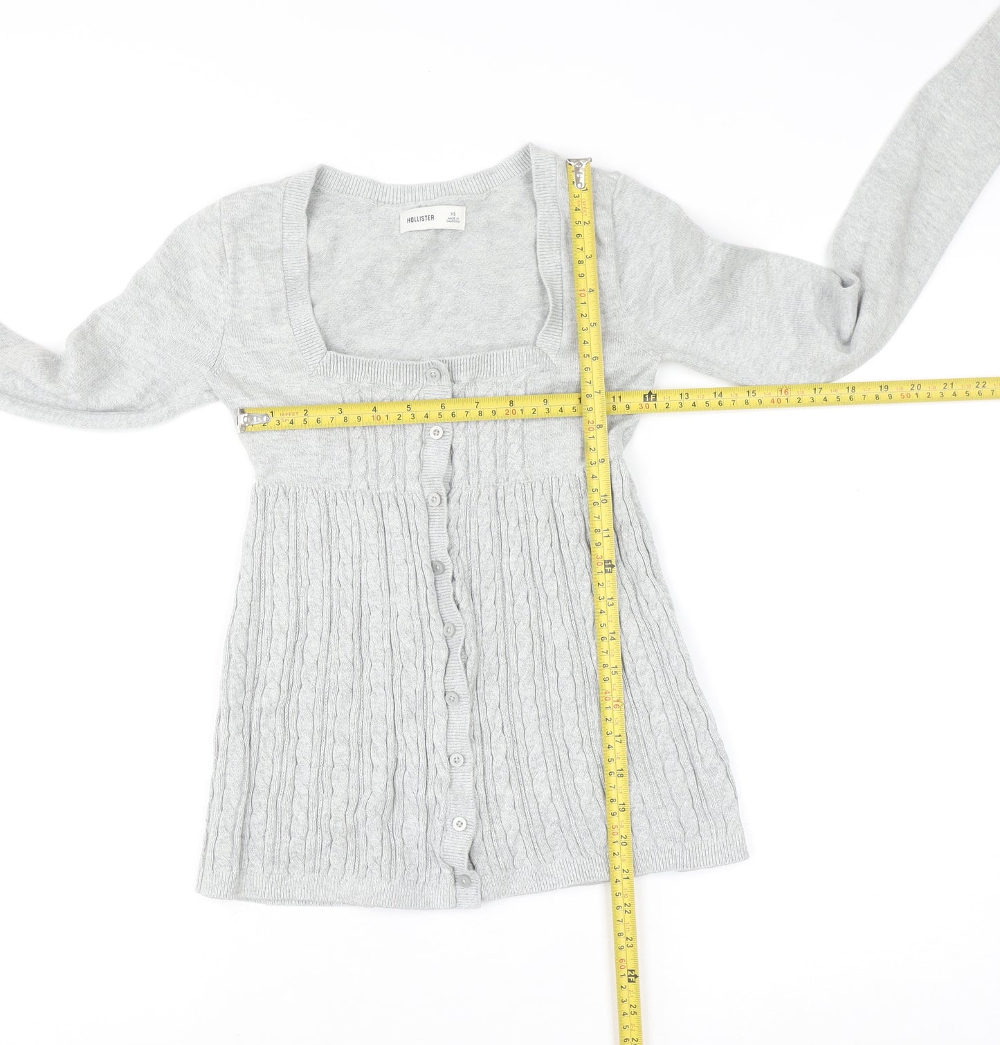 Hollister Women's Grey XS Cable-Knit Button Cardigan