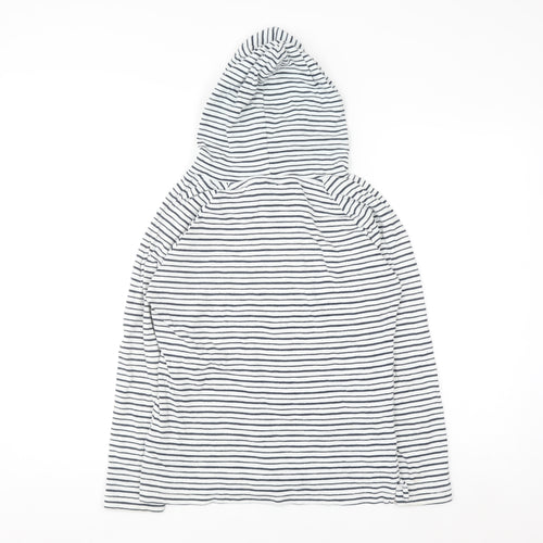 Trespass Women White Navy Striped Pullover Hoodie UK 10 S 100% Cotton
