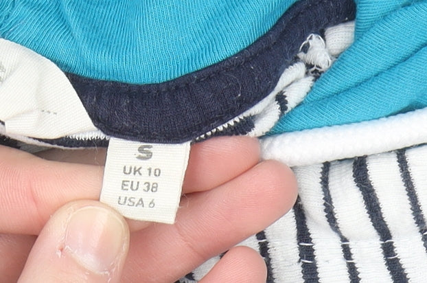 Trespass Women White Navy Striped Pullover Hoodie UK 10 S 100% Cotton