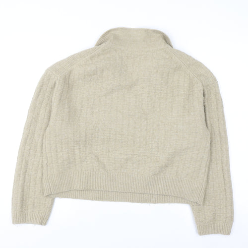 Zara Women Beige Collared Knit Pullover Jumper Size S
