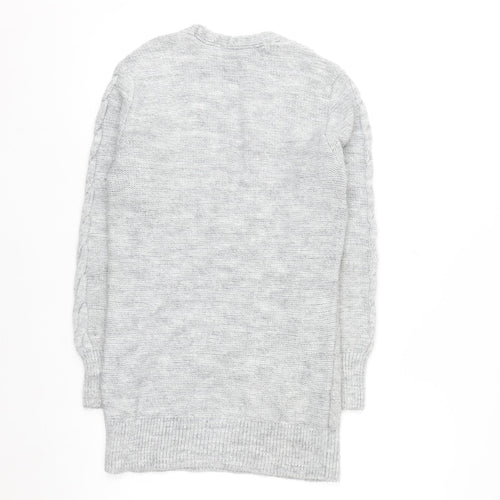 Lipsy Women’s Grey Cable-Knit V-Neck Jumper Size 6