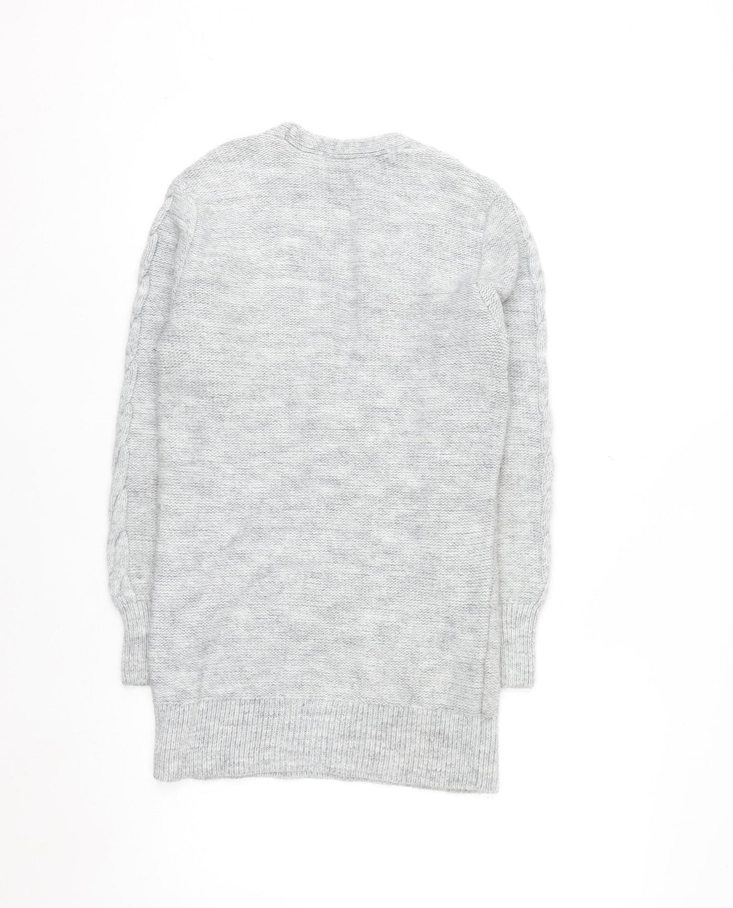 Lipsy Women’s Grey Cable-Knit V-Neck Jumper Size 6