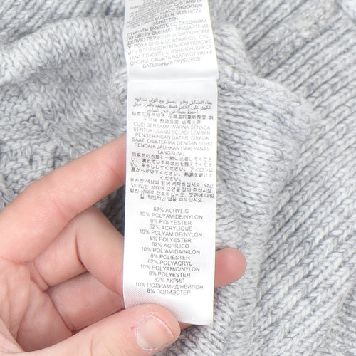 Lipsy Women’s Grey Cable-Knit V-Neck Jumper Size 6