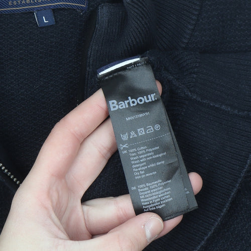 Barbour Men's Black L Full Zip Cotton Jumper