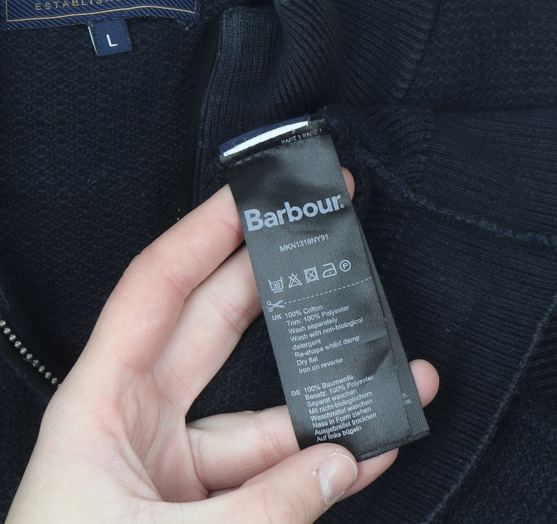 Barbour Men's Black L Full Zip Cotton Jumper