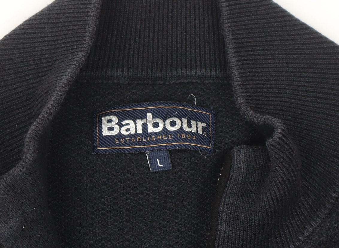 Barbour Men's Black L Full Zip Cotton Jumper