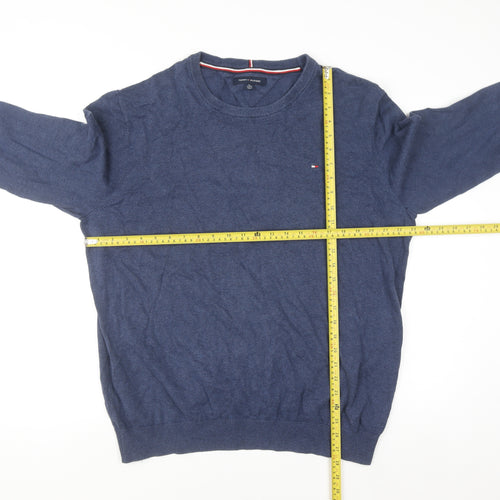 Tommy Hilfiger Men Blue XL Cotton Crew Neck Pullover Jumper