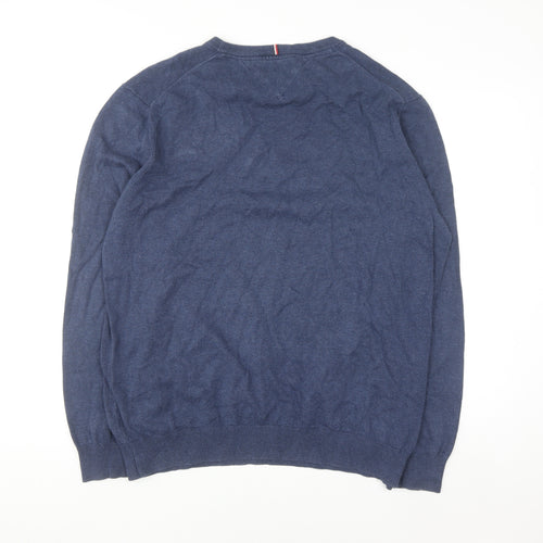 Tommy Hilfiger Men Blue XL Cotton Crew Neck Pullover Jumper