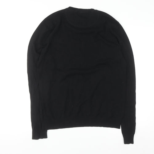 Guess Men's Black Crew Neck Logo Pullover Jumper Size M