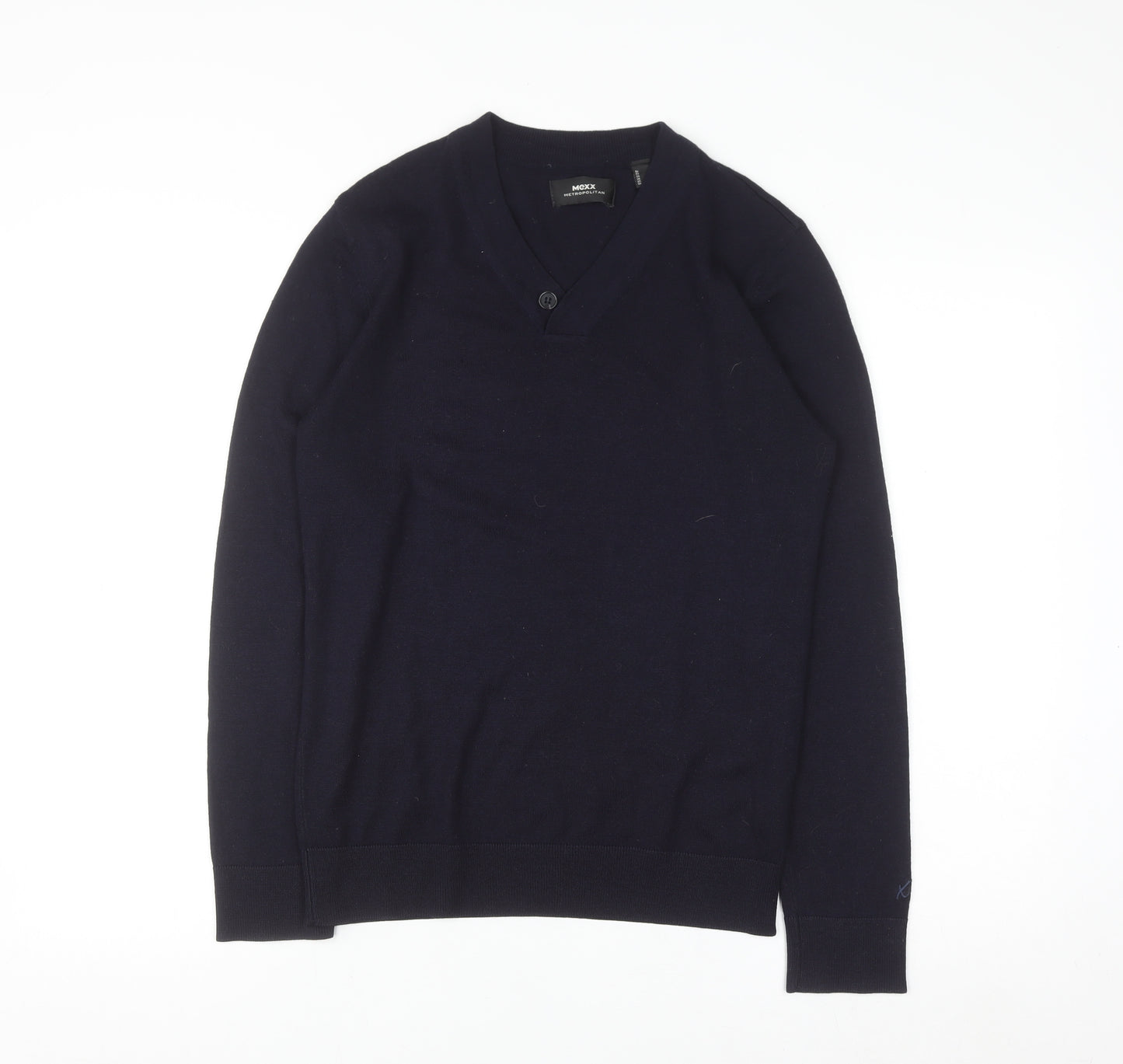 Mexx Men’s Navy Blue V-Neck Merino Wool Blend Pullover Jumper Size S