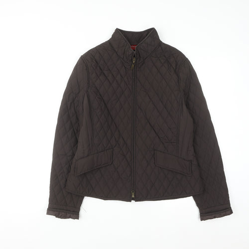Olsen Women's Brown Quilted Mid-Length Jacket Size 12