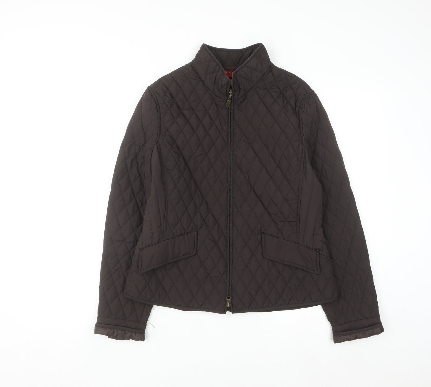 Olsen Women's Brown Quilted Mid-Length Jacket Size 12