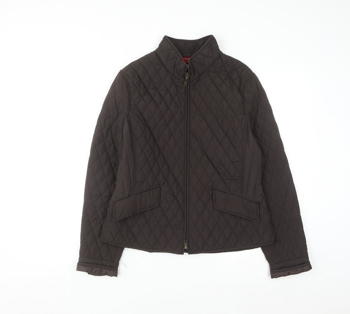 Olsen Women's Brown Quilted Mid-Length Jacket Size 12
