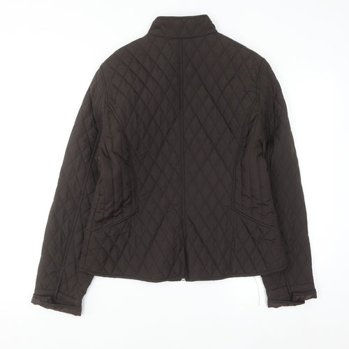 Olsen Women's Brown Quilted Mid-Length Jacket Size 12