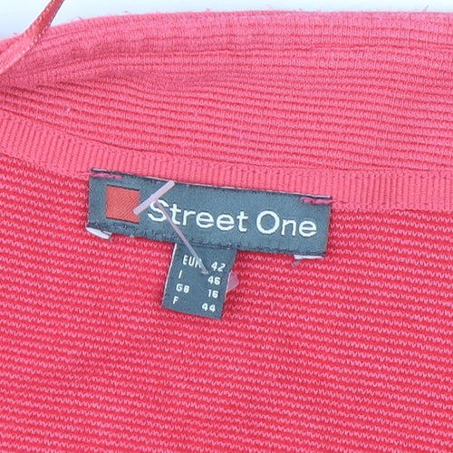 Street One Women's Pink Long Sleeve Open Cardigan Size 16