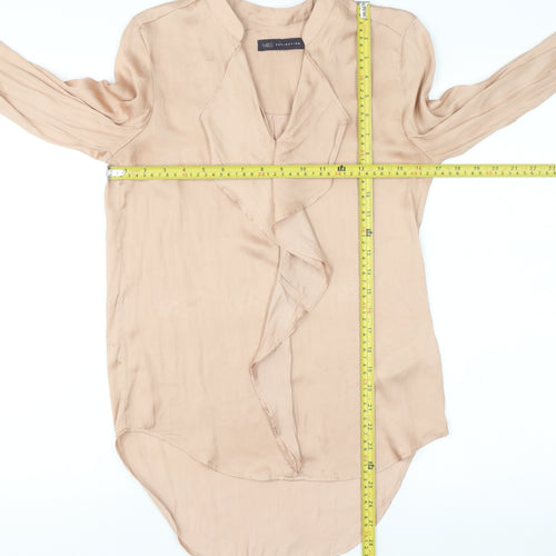 Marks and Spencer Womens Beige Ruffle Wrap Blouse Size 6