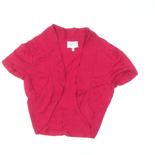 Laura Ashley Women’s Pink Silk Cotton Shrug UK 10 V-Neck Short Sleeve