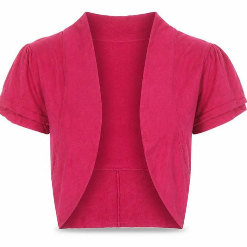 Laura Ashley Women’s Pink Silk Cotton Shrug UK 10 V-Neck Short Sleeve