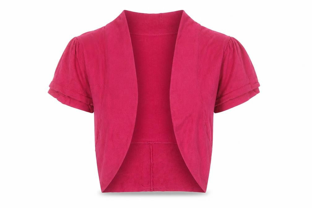 Laura Ashley Women’s Pink Silk Cotton Shrug UK 10 V-Neck Short Sleeve