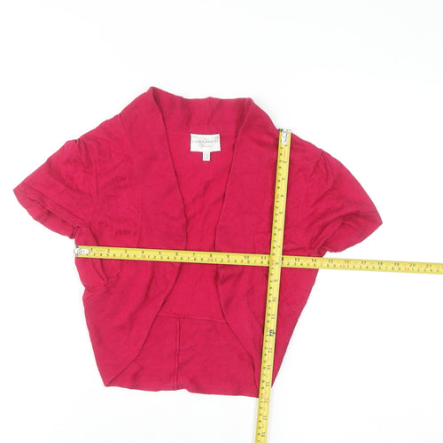 Laura Ashley Women’s Pink Silk Cotton Shrug UK 10 V-Neck Short Sleeve