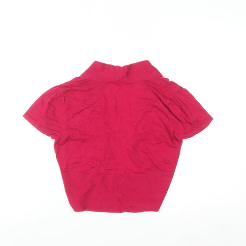 Laura Ashley Women’s Pink Silk Cotton Shrug UK 10 V-Neck Short Sleeve