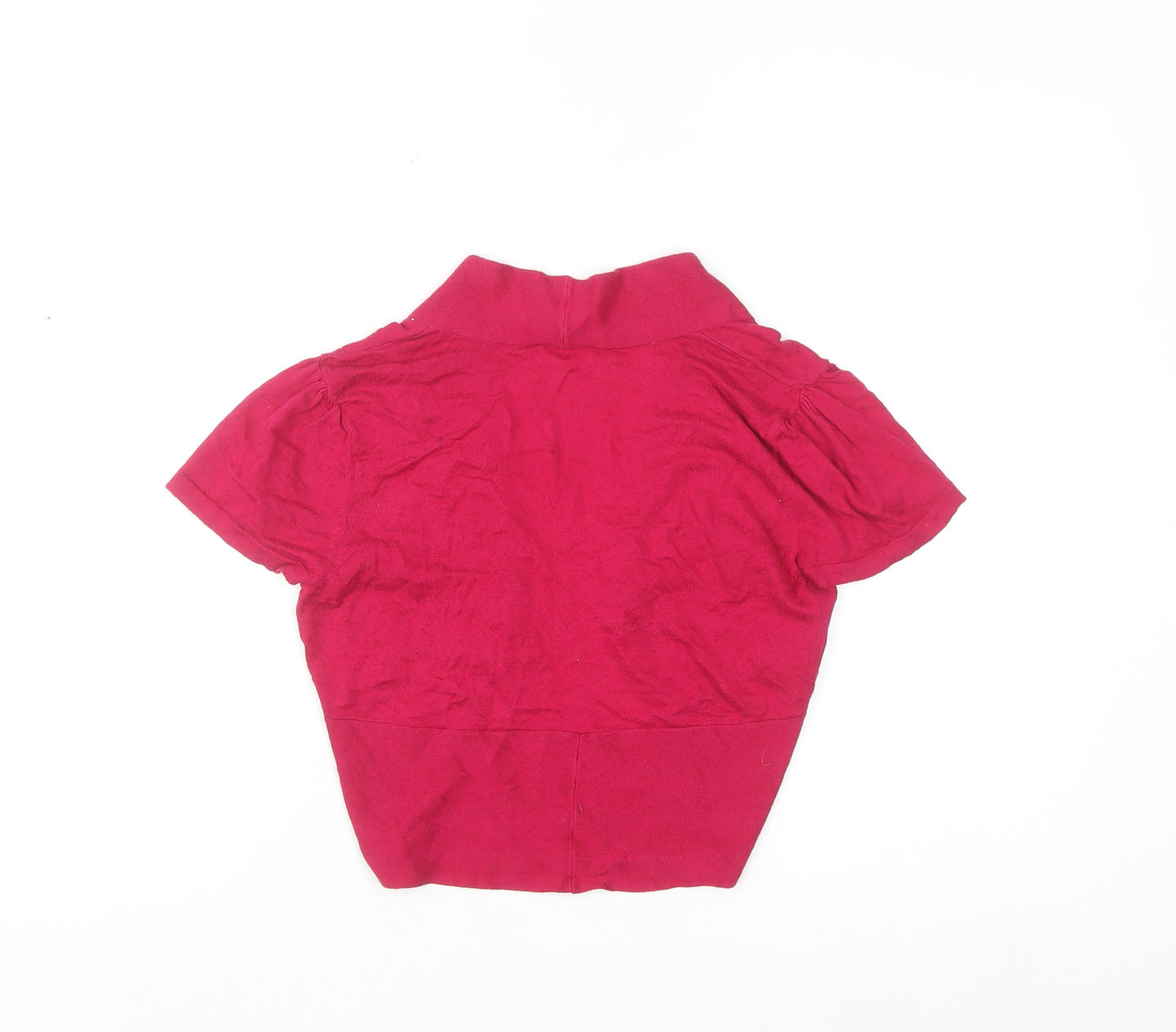 Laura Ashley Women’s Pink Silk Cotton Shrug UK 10 V-Neck Short Sleeve