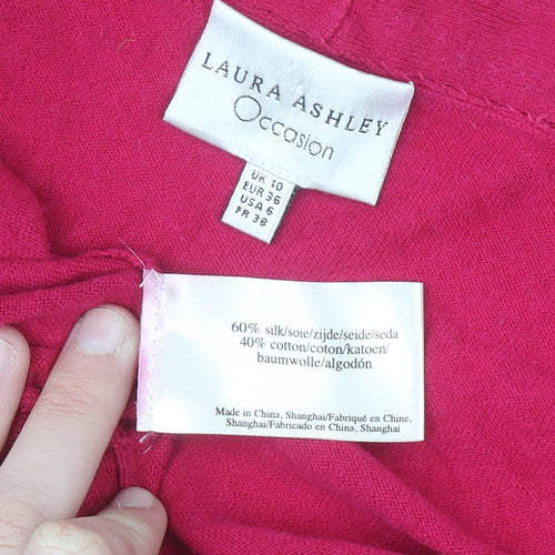 Laura Ashley Women’s Pink Silk Cotton Shrug UK 10 V-Neck Short Sleeve