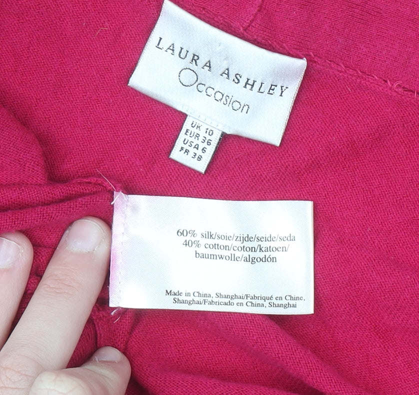 Laura Ashley Women’s Pink Silk Cotton Shrug UK 10 V-Neck Short Sleeve
