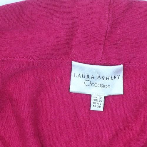 Laura Ashley Women’s Pink Silk Cotton Shrug UK 10 V-Neck Short Sleeve