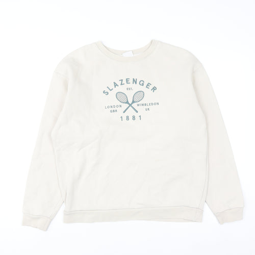 Slazenger Women's Beige Crew Neck Pullover Sweatshirt UK 10