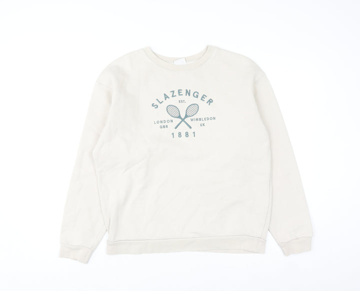 Slazenger Women's Beige Crew Neck Pullover Sweatshirt UK 10
