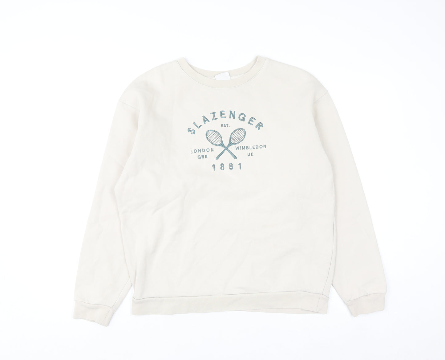 Slazenger Women's Beige Crew Neck Pullover Sweatshirt UK 10