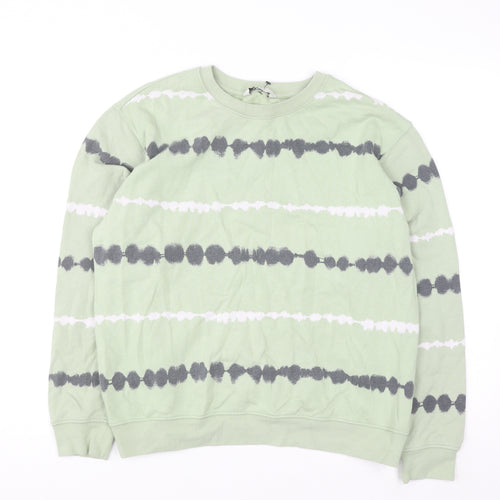 Marks and Spencer Men's Light Green Tie-Dye Cotton Sweatshirt Medium