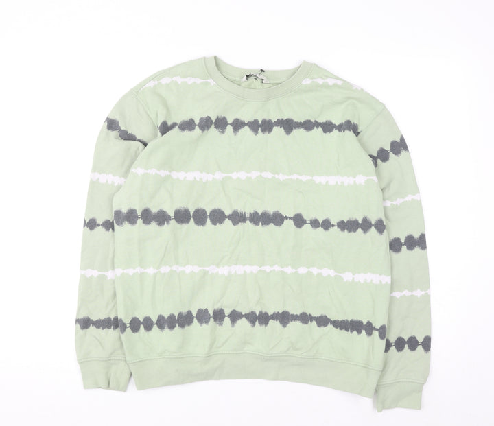 Marks and Spencer Men's Light Green Tie-Dye Cotton Sweatshirt Medium