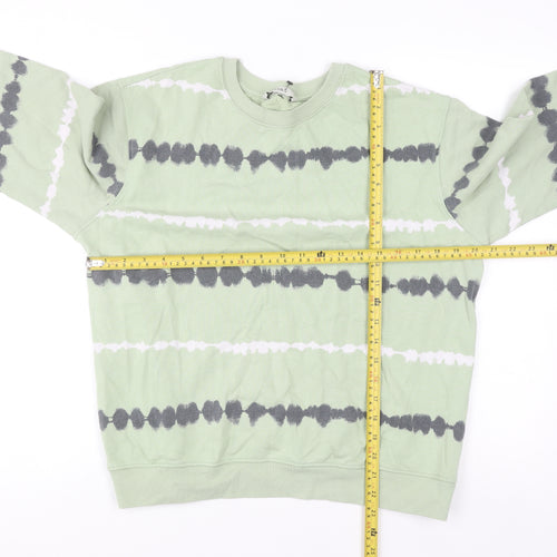 Marks and Spencer Men's Light Green Tie-Dye Cotton Sweatshirt Medium