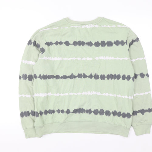 Marks and Spencer Men's Light Green Tie-Dye Cotton Sweatshirt Medium