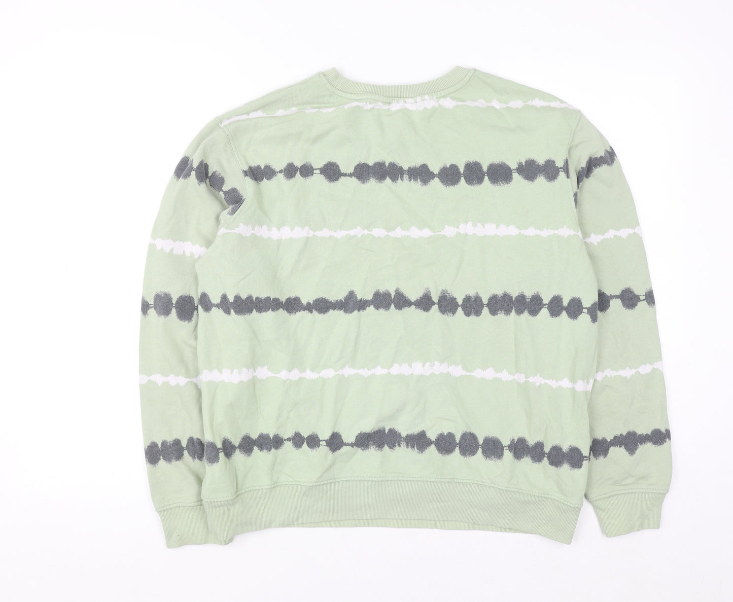 Marks and Spencer Men's Light Green Tie-Dye Cotton Sweatshirt Medium
