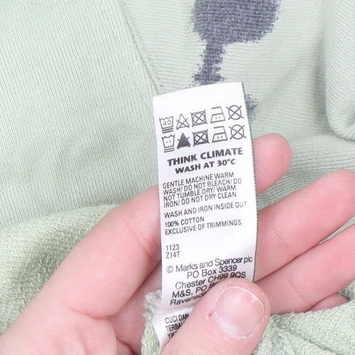 Marks and Spencer Men's Light Green Tie-Dye Cotton Sweatshirt Medium